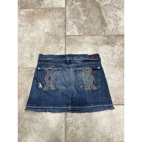 7 For All Mankind Raw Hem Jean Skirt - Size 28 - Picture 12 of 13